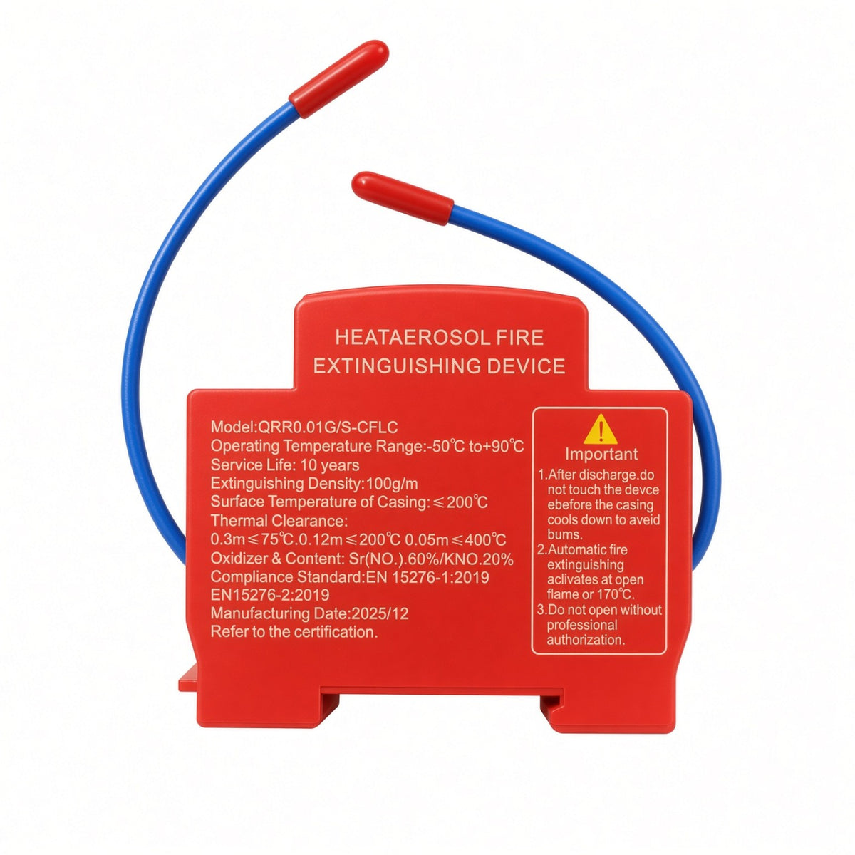 QRR0.01G/S-CFLC automatic heat aerosol fire extinguishing device, front label
