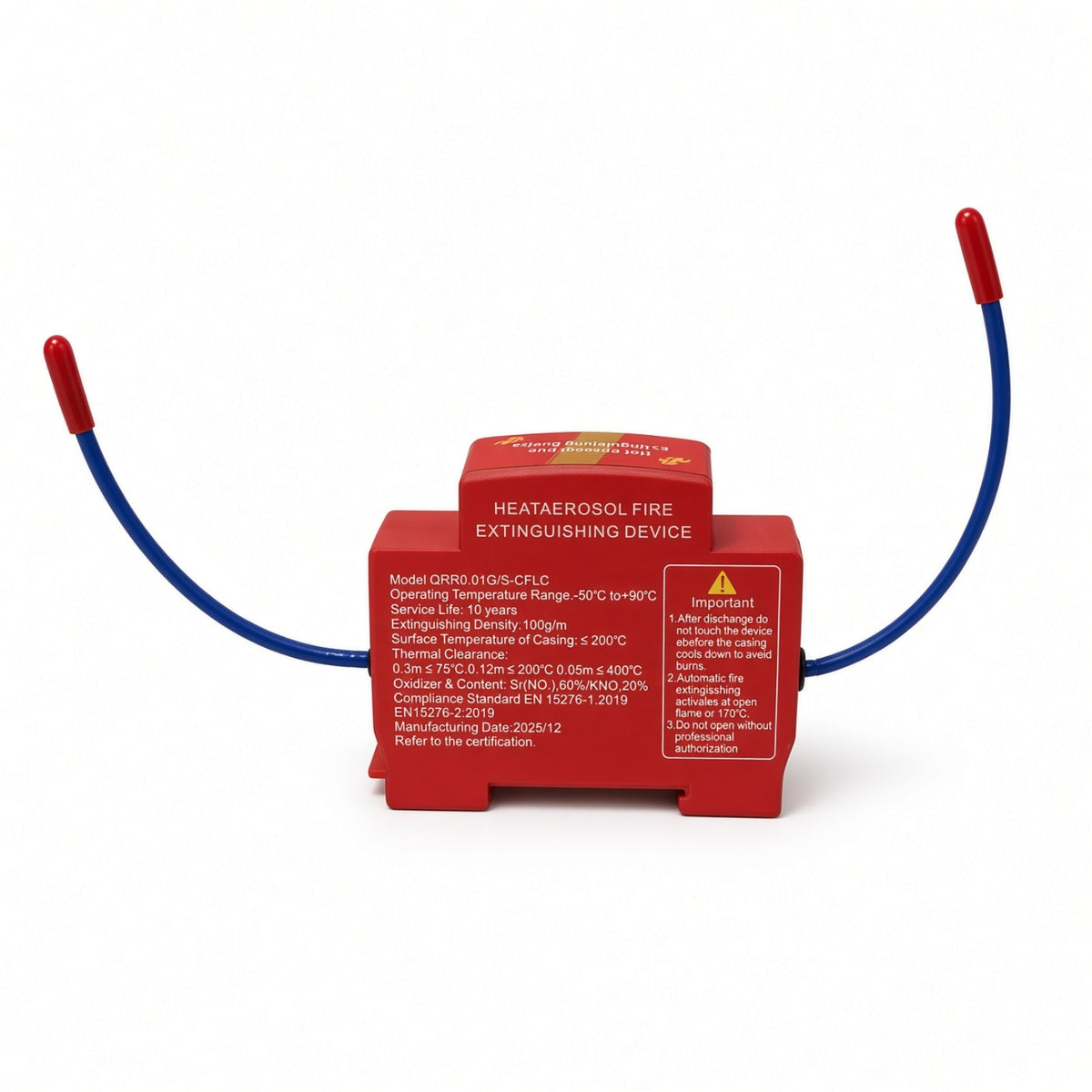 QRR0.01G/S-CFLC with two thermal trigger wires and red protective caps