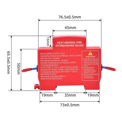 QRR0.01G/S-CFLC technical dimensions, 76.5 x 65.5 mm