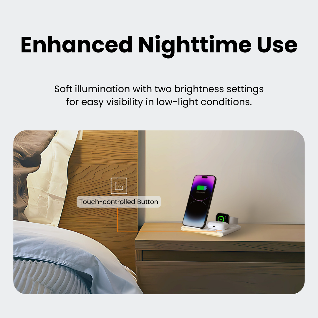 PowerGlow - Jabees PowerGlow 4-In-1 Foldable Wireless Charging Station with LED Night Light-4