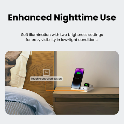PowerGlow - Jabees PowerGlow 4-In-1 Foldable Wireless Charging Station with LED Night Light-4