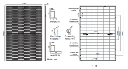 460W TOPCon half-cell solar panel – high-efficiency N-type module ENGINEERING DRAWING