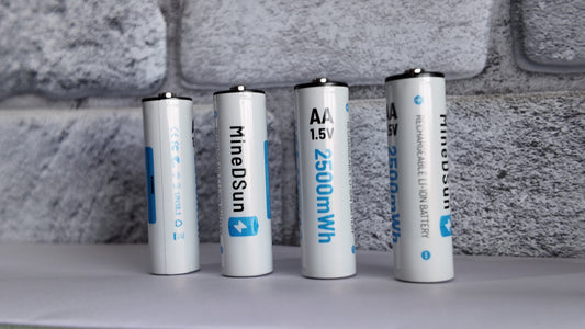 MineDSun AA 1.5V USB-Rechargeable Lithium Batteries (2500 mWh) – 4 Pack