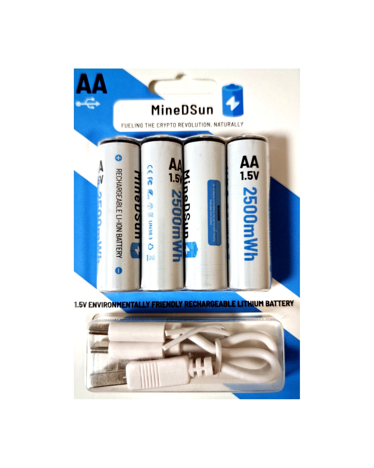 MineDSun AA 1.5V 2500 mWh rechargeable lithium batteries 4 pack