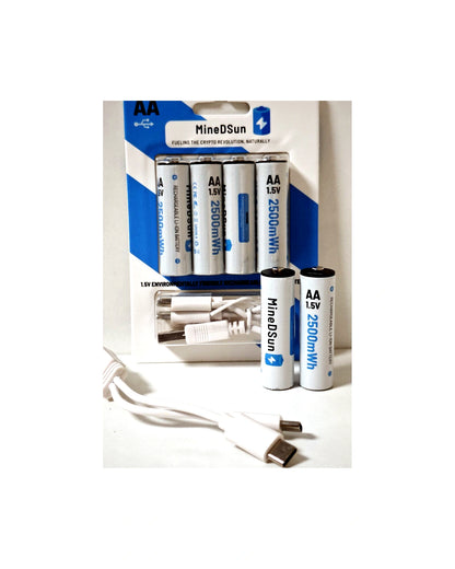 MineDSun AA rechargeable lithium batteries with USB charging cable