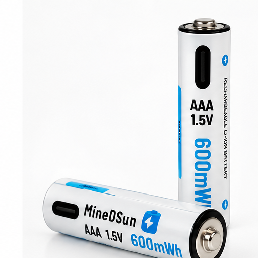 MineDSun AAA 1.5V 600mWh rechargeable lithium battery