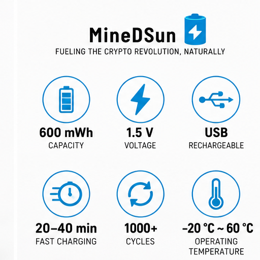 MineDSun AAA rechargeable battery 1.5V 600mWh USB charging specifications