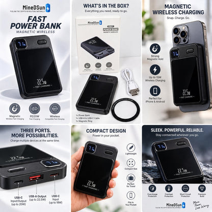 Portable magnetic power bank for everyday charging